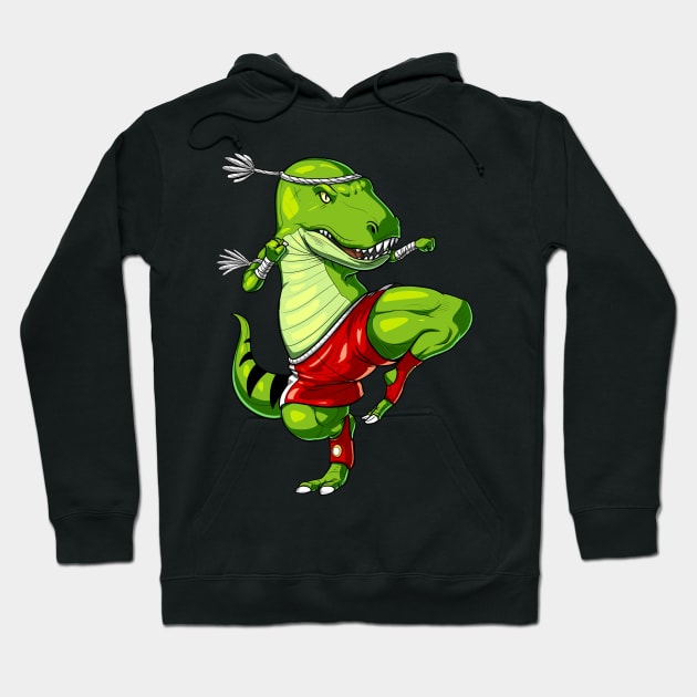 Muay Thai T-Rex Dinosaur Hoodie by underheaven